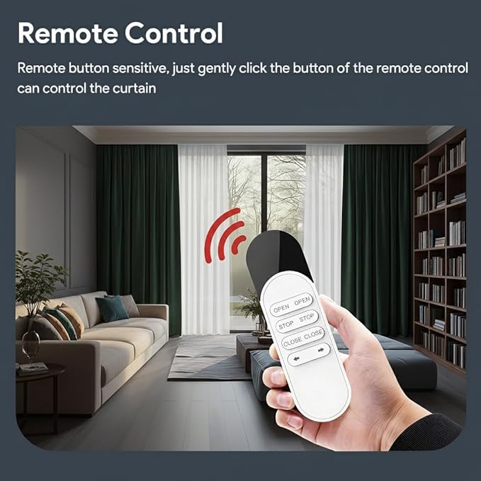 ZigBee 3.0 Dual Motor Smart Curtain Track System, Ripple Fold Electric Drapery Rods, Independent Left Right Control Day Night Curtains, 1.2N.m Mini Automatic Opener (4 meters (157.4 inches))