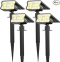 HGGH Solar Lights Outdoor Waterproof IP67, 60 LED 3 Lighting Modes Solar Spot Lights Outdoor for Yard Garden Pathway Landscape, Auto On/Off, Function 2 in 1(Warm White, 4 Pack)