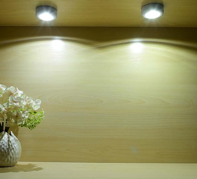 Tap Light Push Lights, 7 Pack Small Under Cabinet Touch Puck Lights Battery Operated Powered Stick On Light for Closet Counter Kitchen RV Indoor Outdoor