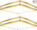13 Inch Gold Square LED Ceiling Lights for Bedroom Kitchen Bathroom, 2-Pack 36W Super Bright 3200LM Modern Flush Mount Light Fixture, 2700K-6500K Selectable Dimmable Close to Ceiling Double Ring Lamp