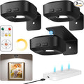 Picture Lights for Wall with Charge Station, 3 Pcs Rechargeable Magnetic Poster Lights with 3 Color Temperatures, Dimmable Timer Painting Wall Decor Light for Art Display, Frame (Black)