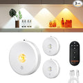 Puck Lights with Remote Control Rechargeable,Wireless Under Cabinet Lighting,2000mAh Battery Operated Tap Push Touch Lights,Stick On Lights for Counter,Shelf,Bookcase (White, 3 Pcs)