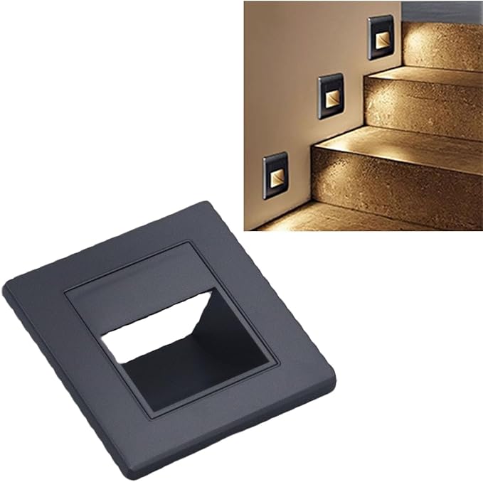 TOPINCN 3 Pack Step Light Stair Light, 1.5W 3000K Warm White Embedded Step Lamp Wall Light for Bedside Corridor Staircase