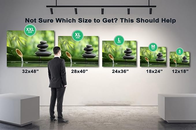 GUTTATY Zen Wall Art Decor, Modern Bathroom Zen Decor Wall Art, Canvas Wall Art for SPA Zen Room Decor, Green Bamboo and Pebble Relaxing Zen Art Prints for Office & SPA Wall Decor 24x36 Inches