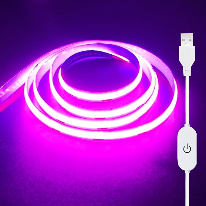 5V USB LED Light Strip, COB LED Strip Lights, Pink 5V LED Lights, Small LED Strip Light, TV Lights for TV Under Cabinet Kitchen Living Room Shelving or Displays (Pink, 3.28ft)