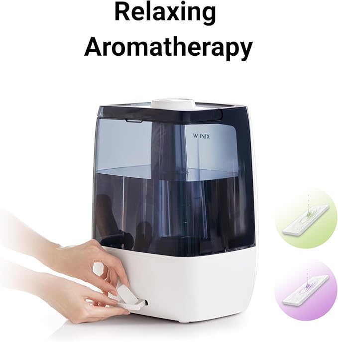 Winix L201 Large Room 2-Gallon Ultrasonic Humidifier - Warm & Cool Mist, 120-Hour Runtime, Adjustable Humidistat, Dual 360° Mist + Demineralization Capsules and Aromatherapy Pads Included