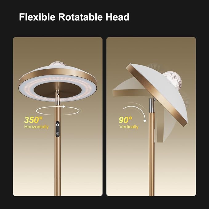 DUSKTEC Floor Lamp with RGB Star Projector, 15W 1400LM Dimmable 4 Color Temperatures LED Standing Lamp with Remote, Modern Tall Corner Lamp for Living Room, Bedroom, Office (Gold)