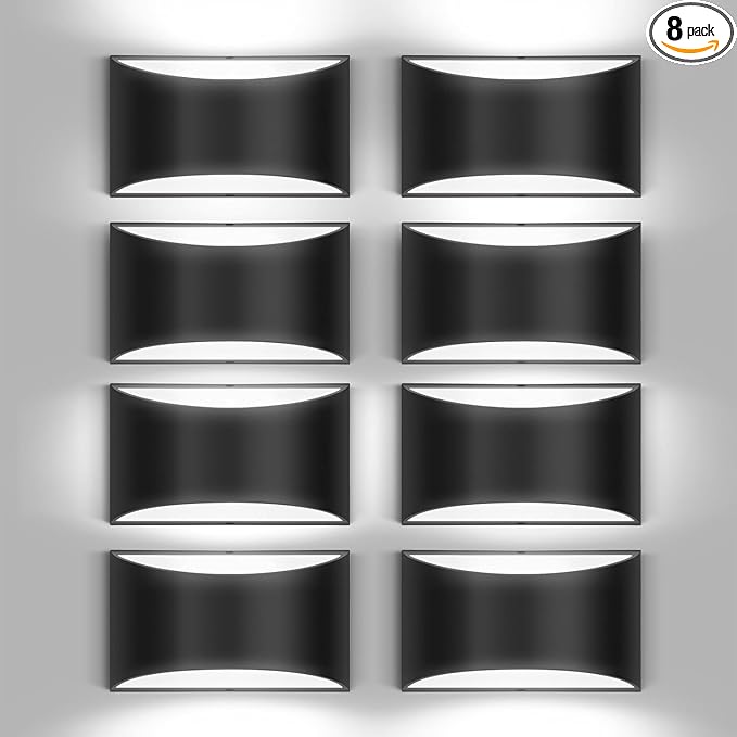 8 Pack Black Modern LED Wall Sconce Hardwired Indoor Wall Lights Up and Down Wall Mount Light for Living Room Bedroom Corridor Hallway Conservatory Cool White 6000K(with G9 Bulbs)