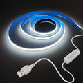 COB LED Strip Lights White 6.56ft, 5V Dimmable LED Light Strip, Flexible USB LED Lights for TV, TV Backlighting, Bedroom, Kitchen, Home DIY Lighting