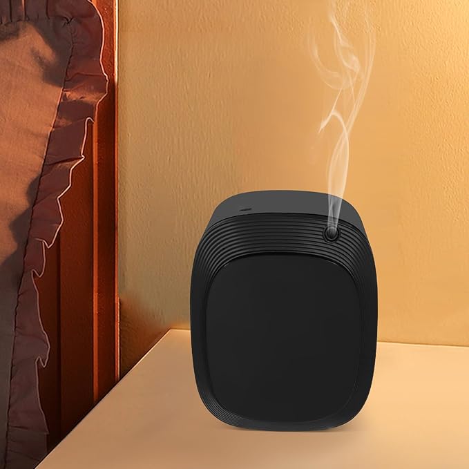 Smart Portable Scent Machine for Home Car Office, Mini Waterless Diffuser with Type-C Charging, Cordless Aromatherapy Air Freshener, Rechargeable Battery Operated, 3 Mist Levels Timer Setting, Black