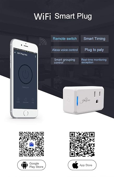 Jinvoo WiFi Smart Mini Plug, 10A, Remote Control by Tuya Smart Life app Works with Amazon Echo,Compatible with iOS/Android Google Assistant, Timer White ETL Listed FCC Certified (2 Pack)