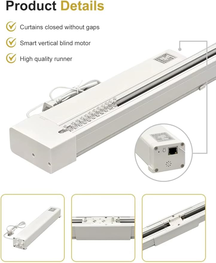 Smart WiFi Motorized Vertical Blind Motor Track Kit for Sliding Glass Doors, 2.5N.m Heavy Duty Electric Curtain Rail, Compatible with Alexa & Google Home (2.0 Meters (78.7 inches))