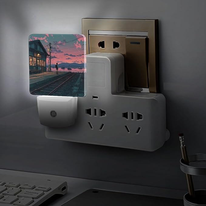 Plug in Night Light with LED & Smart Light Sensor, Track Auto-On/Off Night Lights Plug Into Wall for Bedroom, Bathroom, Hallway, Stairway
