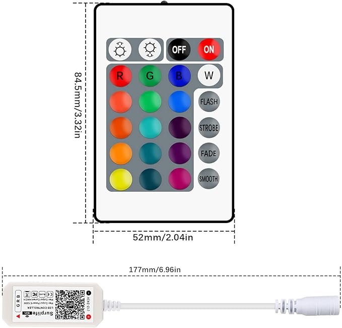 RGBZONE 4 Pin WiFi RGB LED Controller, RF Wireless Remote Control, DC 5V/12V/24V for 5050 3528 5630 RGB LED Strip Lights, Compatible with Alexa Google Home IFTTT