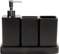 YMXYJM Bathroom Accessories Set, 4 Pcs Bathroom Accessory Set, Soap Dispenser, Toothbrush Holder, Qtip Holder Set, Bathroom Sets Complete, Bathroom Sink Set for Modern Home Decor, Black