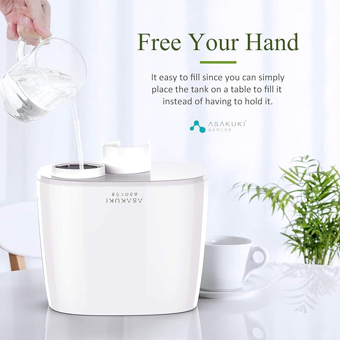 ASAKUKI Premium Cool Mist Humidifier, Large 4L Capacity Ultrasonic Diffuser Vaporizer, Whisper-Quiet Air Humidifier for Home,Office,Bedroom,Baby, Lasts Up to 20-60 Hours
