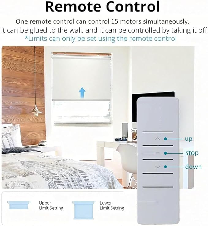 Matter Over Thread Smart Roller Shade Motor with Solar Panel, 3200mAh Rechargeable Electric Blind Motor for 1.5" Tube, DIY Retrofit Kit Compatible with HomeKit Alexa Google Home (1.3 N.m Torque)
