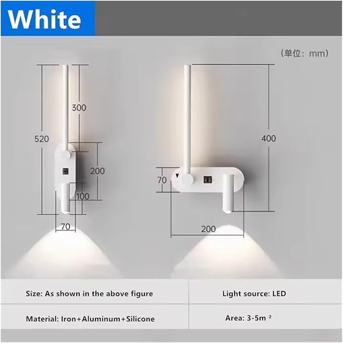 Modern Minimalist Light Luxury LED Wall Lamp Bedroom Bedside Living Room Background Decoration Study Rotating Spotlight,Practical Lighting fixtures