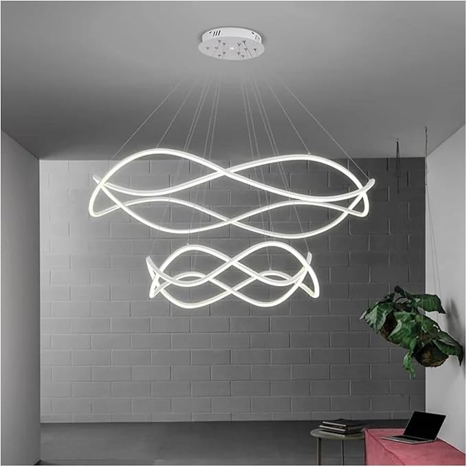 Modern Home Decor Led Lights Pendant Light Lamps for Living Room Chandeliers for Dining Hanging Indoor Lighting,Modern LED Chandelier(APP with RC Dimmable,White-D80 50cm)