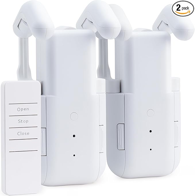 Automatic Curtain Opener 2 Pack: Smart Electric Curtains Closer Robot with Remote Control｜No Drill Quiet Motor｜Compatible for Roman Rods, T & U Tracks｜Long-Lasting Battery for Bedroom & Home