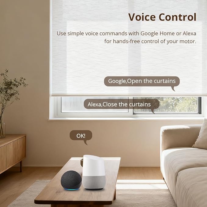 Blindsmart Rechargeable Tuya Zigbee Roller Blinds Motor for 38mm Tube, Motorized Window Shades Automatic Blinds Curtain Opener APP Control, Zigbee Hub Required (Only Motor)
