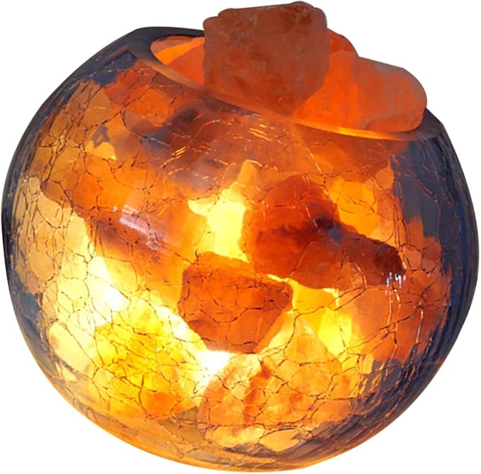USB Himalayan Rock Night Light for Home Decor Glass Cracked Design for Bedroom Yoga Meditation and Relaxing Ambience