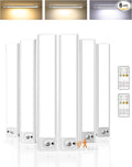 6Pack 12inch Under Cabinet Lighting, Rechargeable Motion Sensor Light Wireless Indoor, Dimmable 3 Color Temps Closet Lights with Remote, Indoor Under Counter LED Lights for Kitchen, Stairs