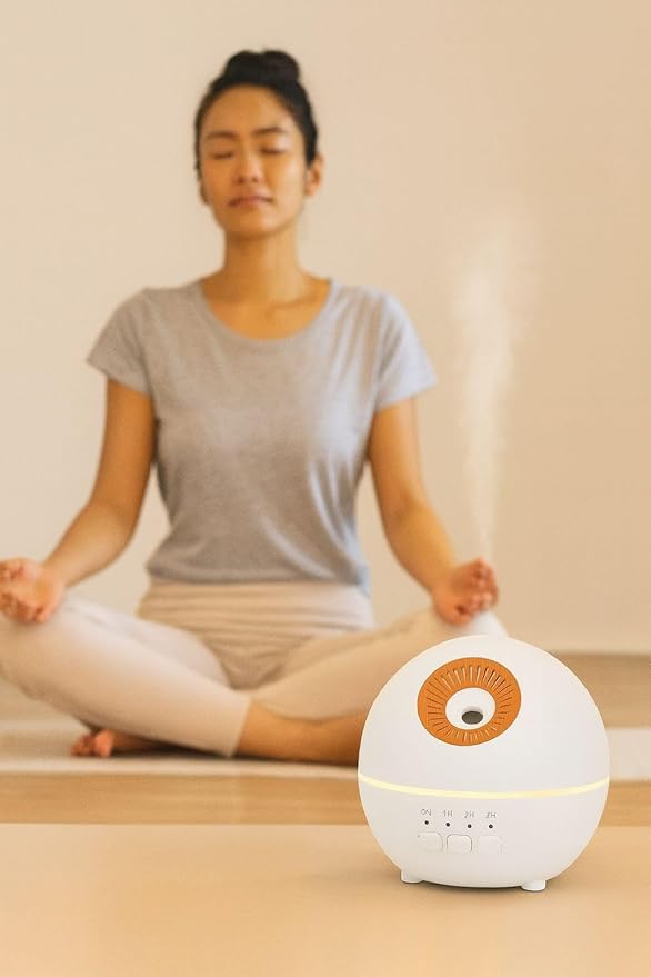 2-in-1 Air Humidifier & Aroma Diffuser Home Fragrance Room Decor Essential Oil Diffuser Humidifiers for Bedroom LED Light Color Changing Car Air Freshener (White-2)