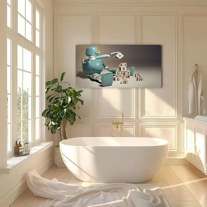 Wibinuki Wall Art Wall Decor Wall Paintings retro vintage robot for Living Room Bedroom Bathroom Home Decor Can Be Hung Directly 20"x 40"