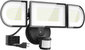 iMaihom 180W Motion Sensor Outdoor Lights Plug in, 18000LM LED Security Lights, Dusk to Dawn Motion Flood Light, 6500K, IP65 Waterproof, 3 Head Exterior Motion Detector Light for Yard Garage