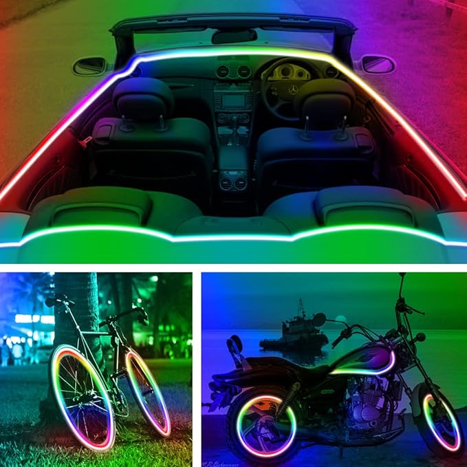 RUISHINE Battery Powered LED Strip Lights 25ft, Battery Operated LED Light Strip Color Changing Music Sync App Remote Control RGB USB Led Lights for TV, Room, Rope Lights