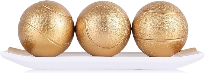 Small Decorative Tray and Orbs Balls Set,Gold Decorative Balls with Centerpiece Bowls for CoffeeTable,Living Room,TV Stand,Center Pieces Decoration for Table,Centro de Mesa de Comedor (White Gold)