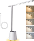 Pak LED Desk Lamp, Dimmable Eye-Caring Desk Light with 5 Color Modes & Brightness Levels, Portable Small Study Reading Table Lamp with Night Mode, Touch Control, Ideal for Home Office, Dorm, White