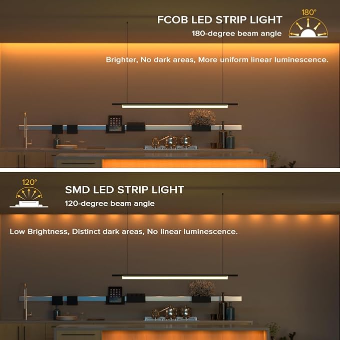 BTF-LIGHTING FCOB COB LED Strip Orange Color 480LED/m 16.4FT DC24V Flexible High Density Uniform Light 8mm Width Bright Dimmable LED Ribbon for Bedroom Indoor Decor(No Adapter or Controller)