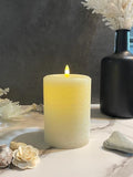 LumiPur Signature Natural Glow Flickering Flameless LED Wax Pillar Candle (3.5" x 5", Linen White)