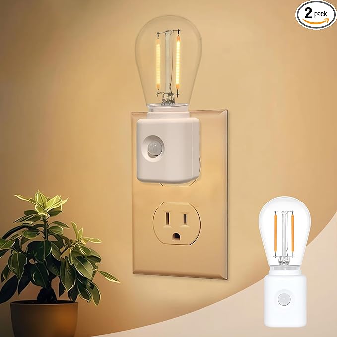 LED Motion Sensor Night Light, 2-Pack, Motion Activated Night Light, Night Lights Plug into Wall Motion Sensor, 2700K Warm, Adjustable Brightness 10-100LM, for Kids Adults Bathroom Bedroom