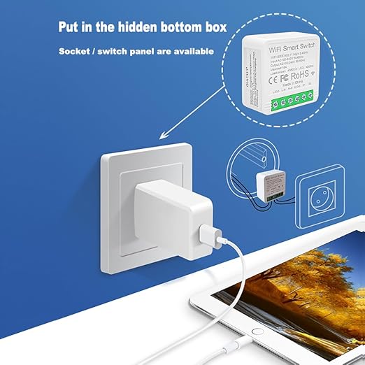 Ewelink Smart Switch 16A Mini WiFi Relay Module,DIY 2.4ghz Wireless Light Switch Voice Control with Timer&Schedule for Home Automation, Compatible with Alexa/Google