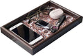Zosenley Wooden Valet Tray with Leather Base - Nightstand Catchall Organizer for Cologne, Perfume, Keys, Wallet, Phone, Watch, Jewelry & Sunglasses (Bohemian)