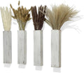 4-Piece Wooden Hanging Wall Vase Set with Pampas Grass and Eucalyptus Dried Flowers, Modern Farmhouse Home Decor for Living Room Entryway Bathroom Hallway Dining Room（Vintage White）