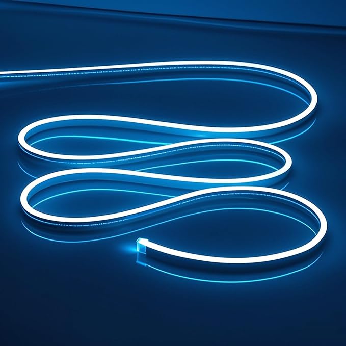 LED Neon Lights Strip White 16.4FT/5M 12V DC Waterproof Flexible Neon Led Light for Indoors Outdoors Decorn (Ice Blue, 1Pc：No Adapter, No Accessorie)