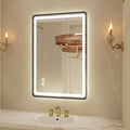 20"x 28" LED Bathroom Mirror with Black Framed, Front and Backlit, Lighted Bathroom Mirror for Wall with Stepless Dimmable, Anti-Fog, Memory, 3 Colors, Round Corner LED Vanity Mirror with Lights