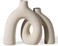 CEMABT Modern Nordic Boho Vase Set - Elegant Beige Matte Ceramic Home Decor for Living Room, Bookshelf, Mantel, Entryway Table & Console Décor | Shelf Decorations Easter Gift