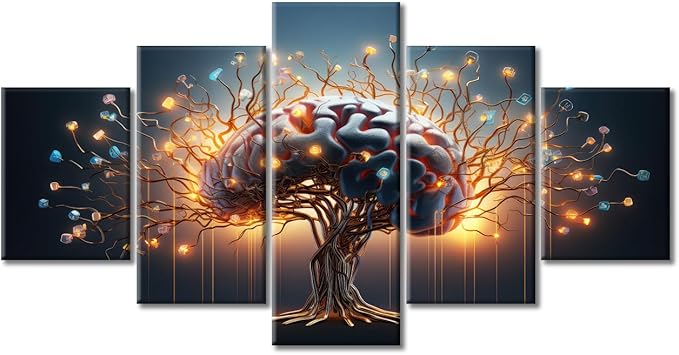 Nervous System Canvas Prints Artificial Intelligence and Futuristic Technology Wall Art Paintings Art Posters Pictures for Living Room Modern Home Decor Framed Wall Art Decorations, (60"Wx32"H)