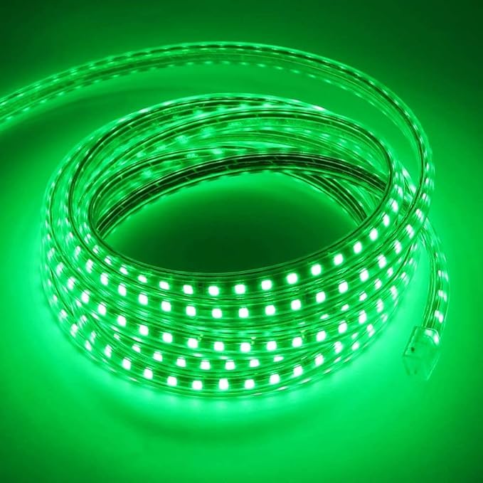 LED Light Strip Kit, AC 110-130V Flexible Waterproof Rope Lights, 13ft 5050 60 LEDs/M for Indoor Outdoor Commercial Lighting Decoration, Accessories Included, Green