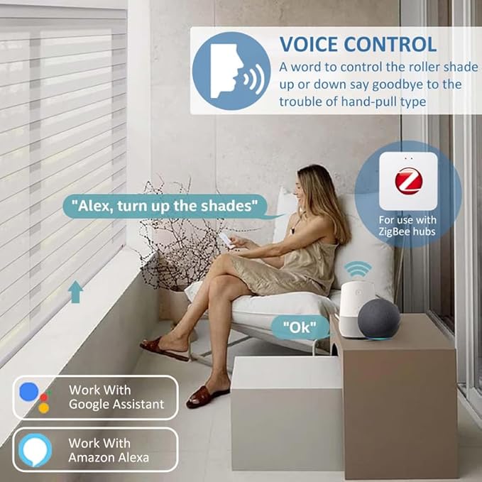 DC12V ZigBee Smart Roller Shade Motor DIY Kit for 1.5” Tube (38mm), Retrofit Electric Blind Drive, App & Voice Control Compatible with Alexa, Automatic Curtain Opener (2.0 N.m Motor for 32rpm/min)