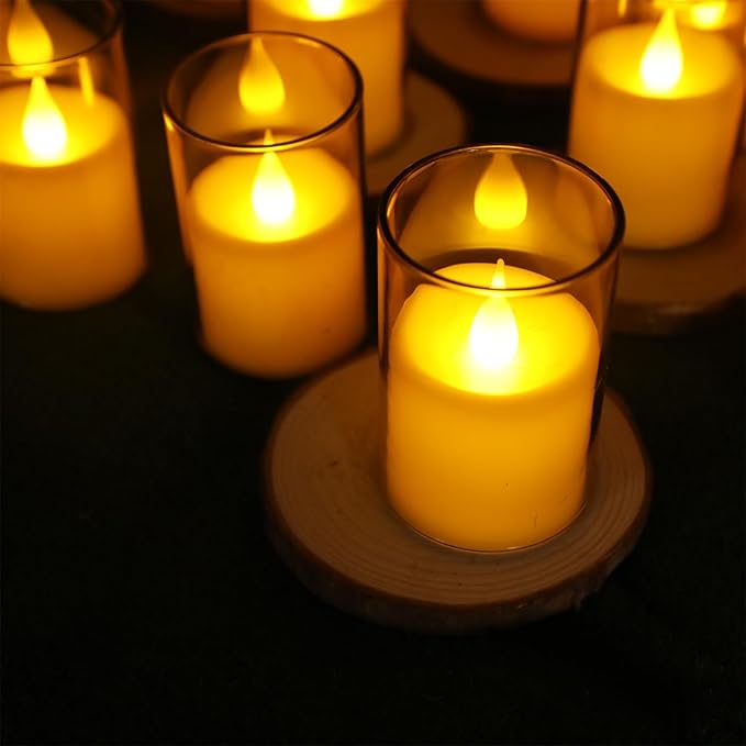 Topstone 6 pcs Flameless LED Tea Light Candles with Remote Control,Realistic Flickering, 400+ Hours Battery Life, CR2450 Battery Included, Dimmable, Timer Function,for Home Decor, Wedding, Party