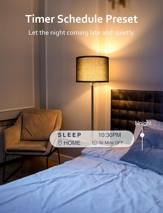 YHW Floor Lamps for Living Room Compatible with Alexa Google, Standing Lamp Tall Lamps for Living Room Bedroom Office Classroom Dorm Room. (Black)