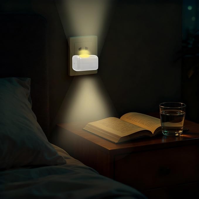 LED Wall Socket Night Light,Plug-in Night Light Motion Sensor,Mini Plug-in Energy Efficient Compact Nights Lamp Automatic Soft Warm White,360° Adjustable for Bedroom Bathroom Stairs Hallway (White)