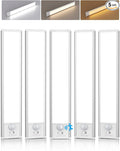Under Cabinet Lighting,5 Pack Rechargeable Motion Sensor Light Indoor,3 Colors Dimmable,Magnetic Closet Lights Battery Operated,Under Counter Lights for Kitchen,Wardrobe, Hallway, Home