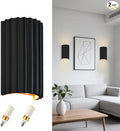ZEROUNO Black Resin Modern LED Wall sconces Hardwired Indoor Wall Lights Up and Down Wall Mount Wall Lamp Fixture for Living Room Bedroom Hallway Corridor Conservatory Stairs (with E12 Bulbs)